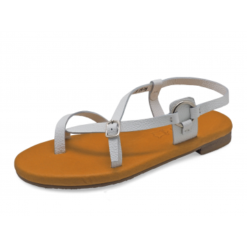 Women Sandals LS-15 White Corrected Grain Leather
